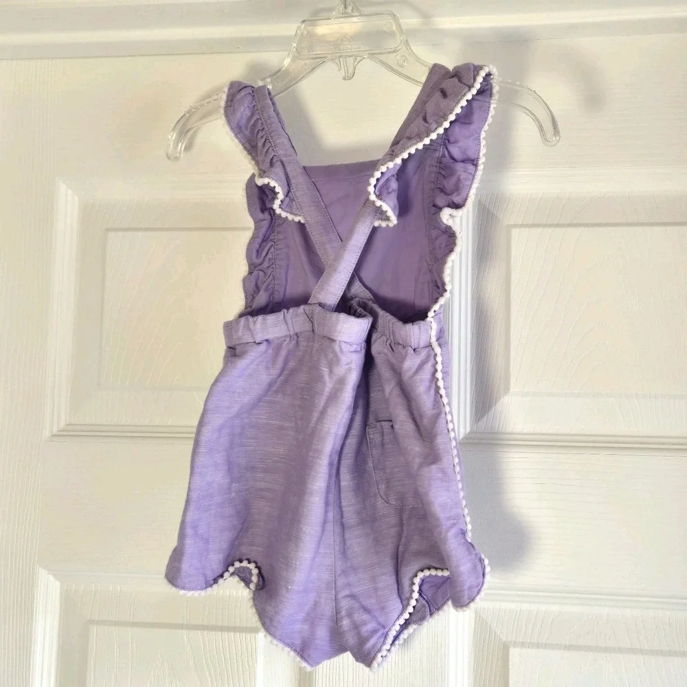 Janie And Jack Lavendar Pom Pom Trim One Piece Size 6-12 Months‎ Linen Blend